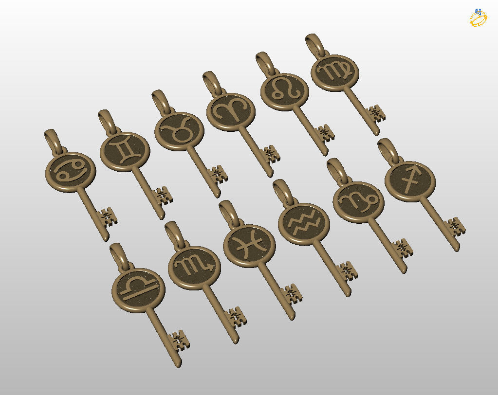 Collection of Zodiac sign pendants 3D print model_10