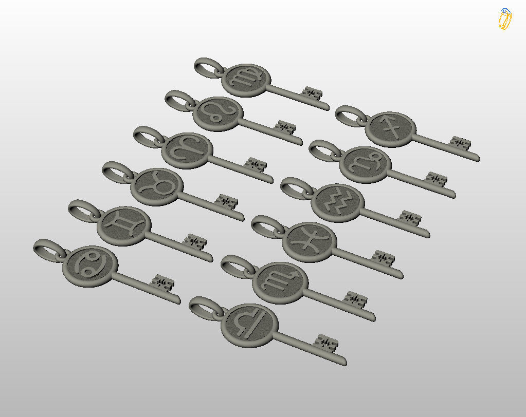 Collection of Zodiac sign pendants 3D print model_30
