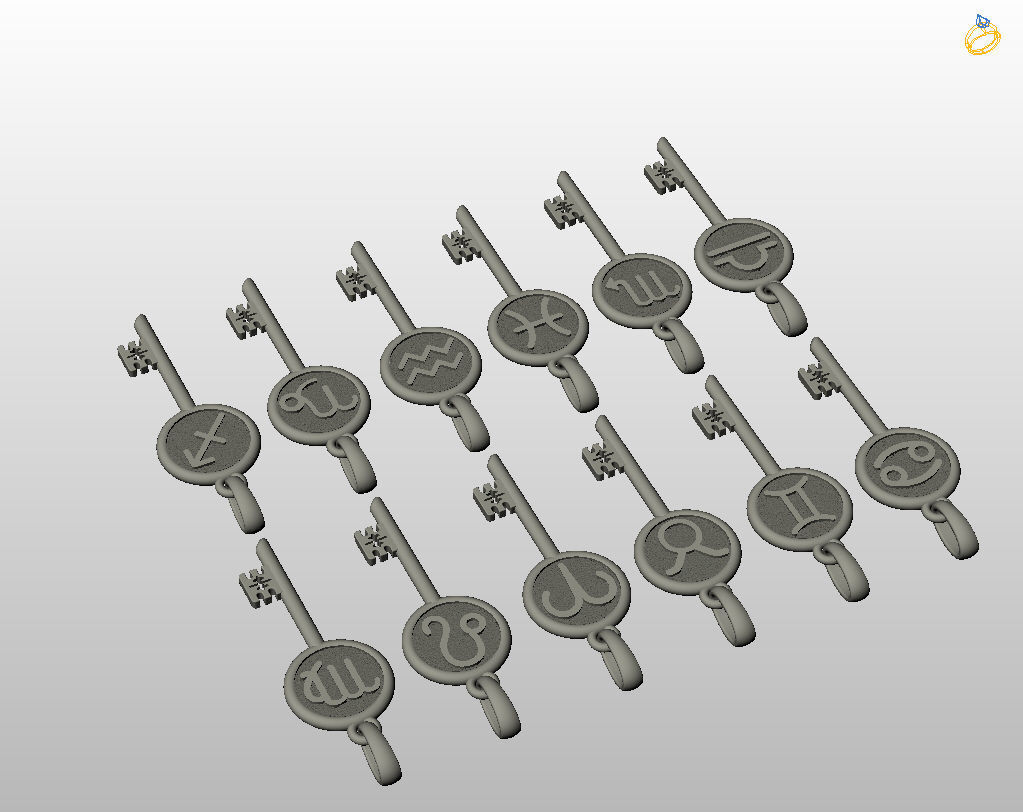 Collection of Zodiac sign pendants 3D print model_27