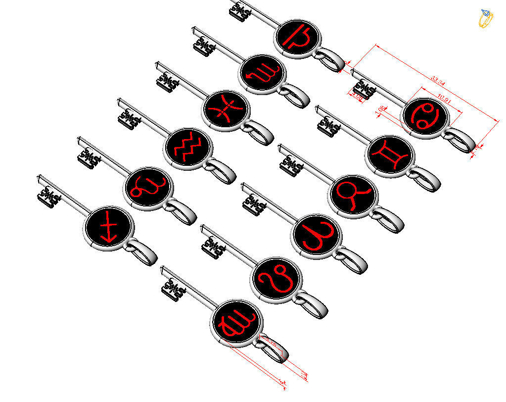 Collection of Zodiac sign pendants 3D print model_40