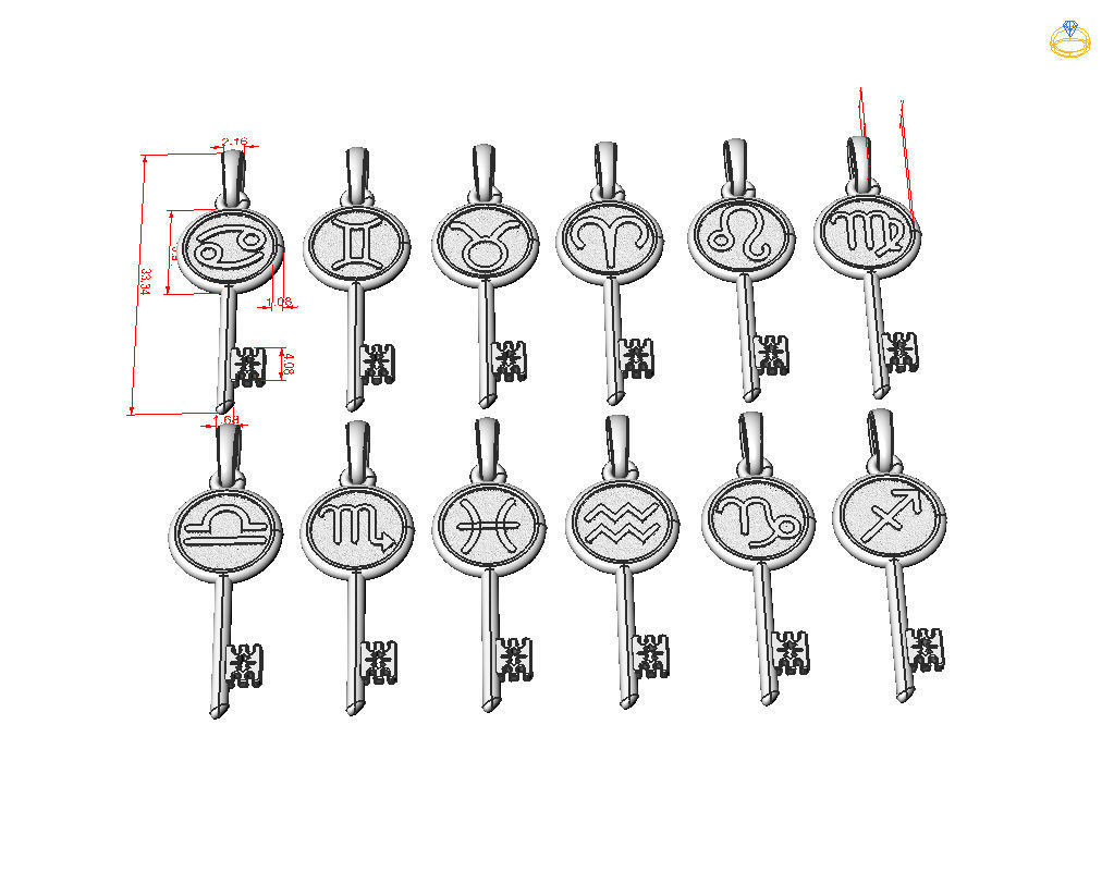 Collection of Zodiac sign pendants 3D print model_45
