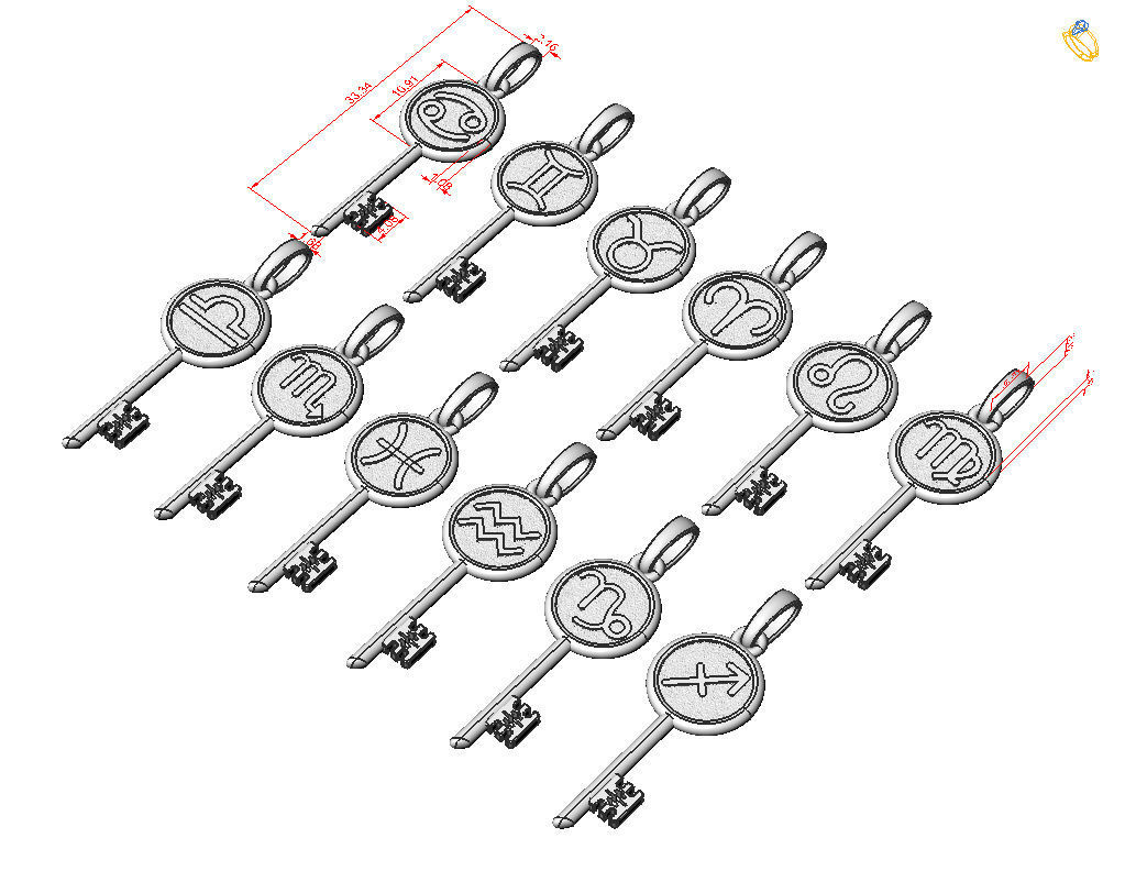 Collection of Zodiac sign pendants 3D print model_44