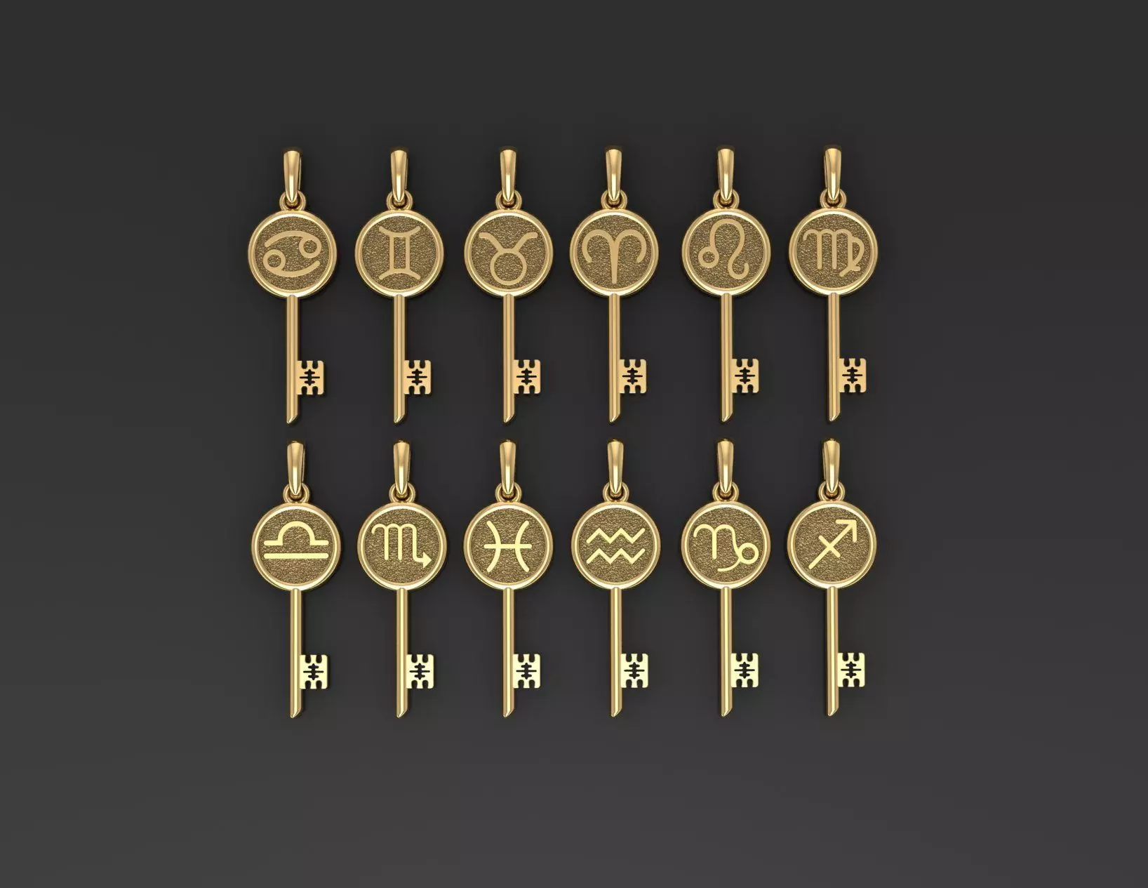 Collection of Zodiac sign pendants 3D print model_0