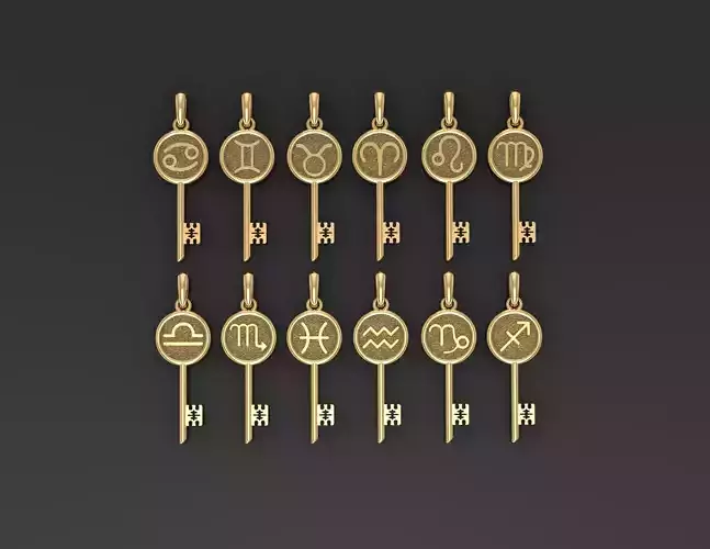 Collection of Zodiac sign pendants 3D print model