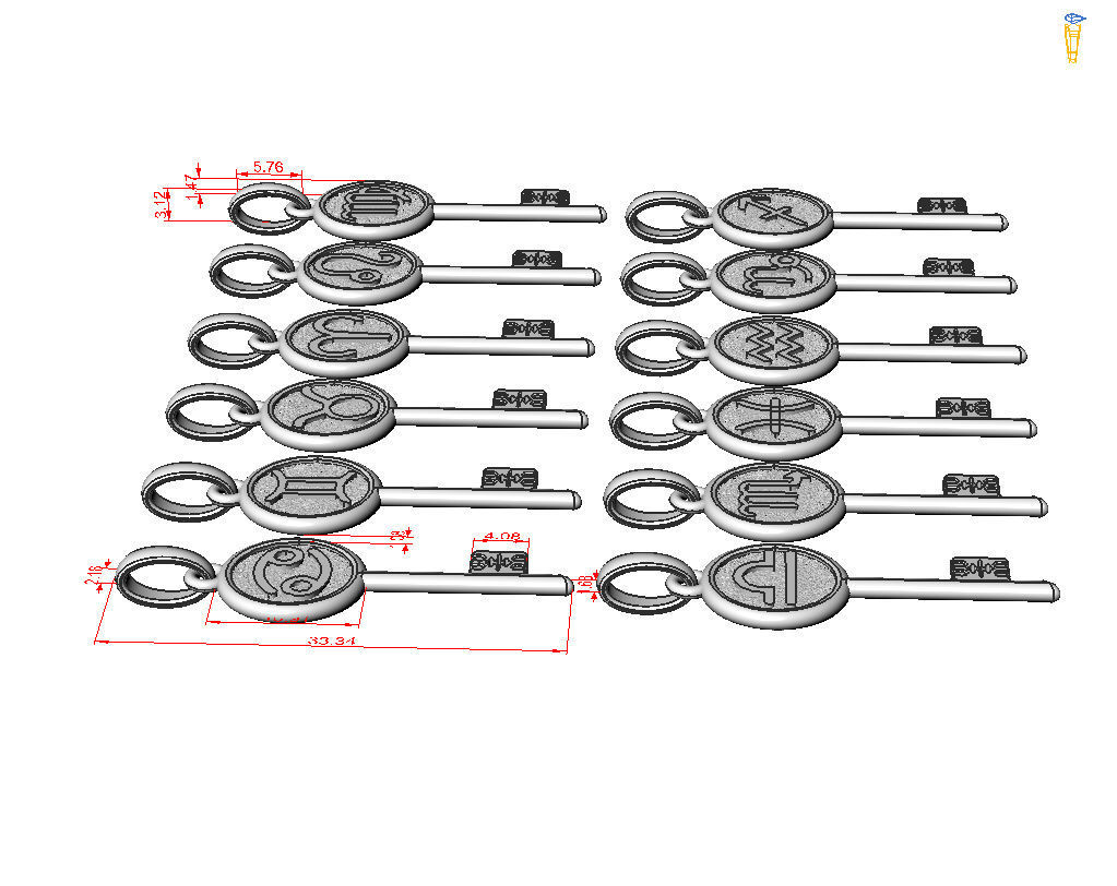 Collection of Zodiac sign pendants 3D print model_48