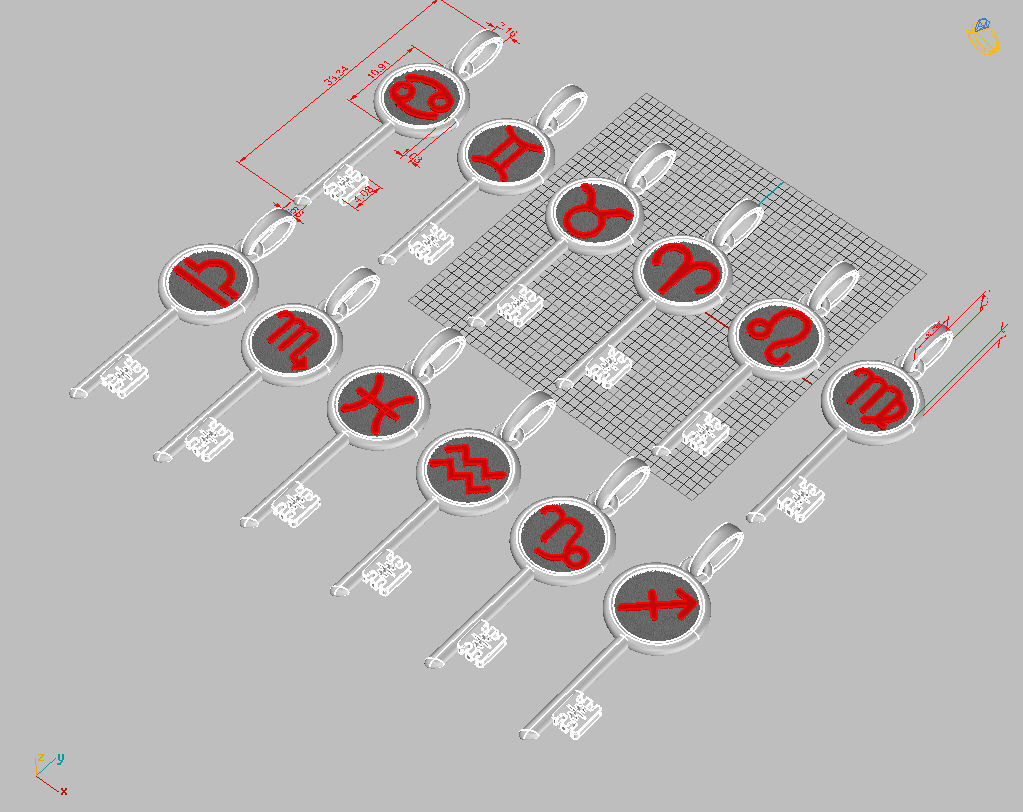 Collection of Zodiac sign pendants 3D print model_43