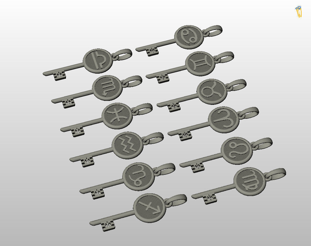 Collection of Zodiac sign pendants 3D print model_23