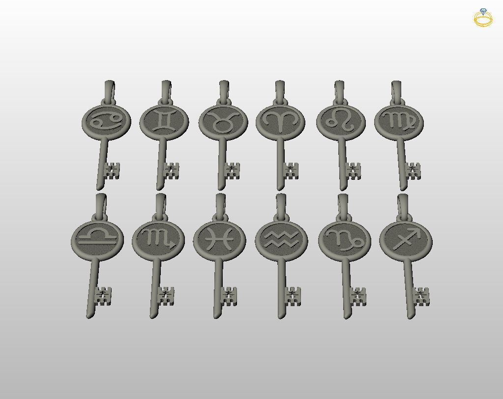 Collection of Zodiac sign pendants 3D print model_33