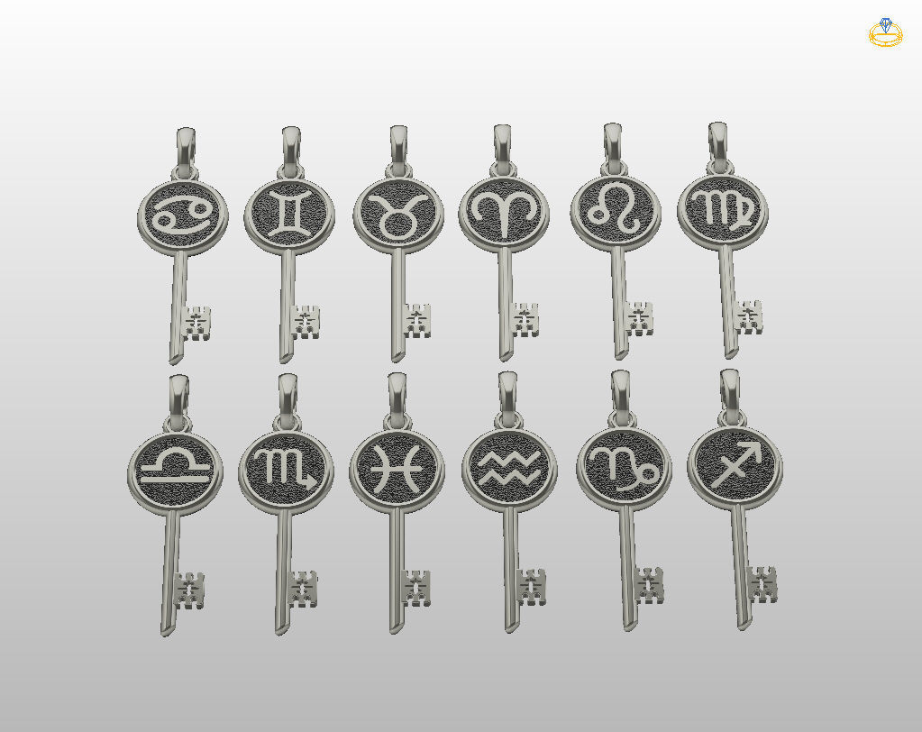 Collection of Zodiac sign pendants 3D print model_6