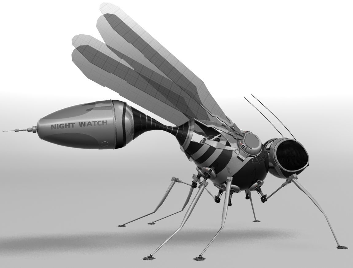 robotic bee Low-poly 3D model_2