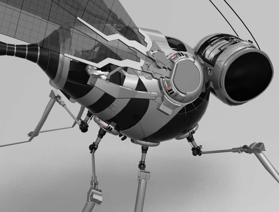 robotic bee Low-poly 3D model_3