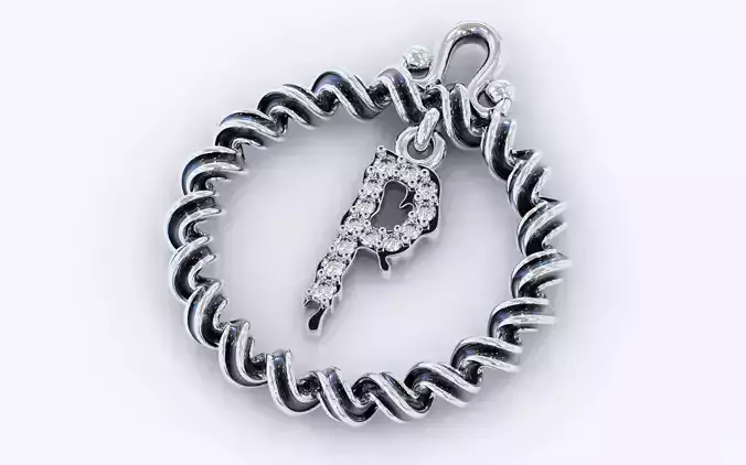Alphabet Pendant Necklace Letter P 3D print model