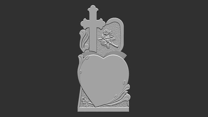 Memorial Tombstone with Cross for cnc Carving 3D print model