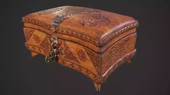Casket Lowpoly PBR ornate wooden box