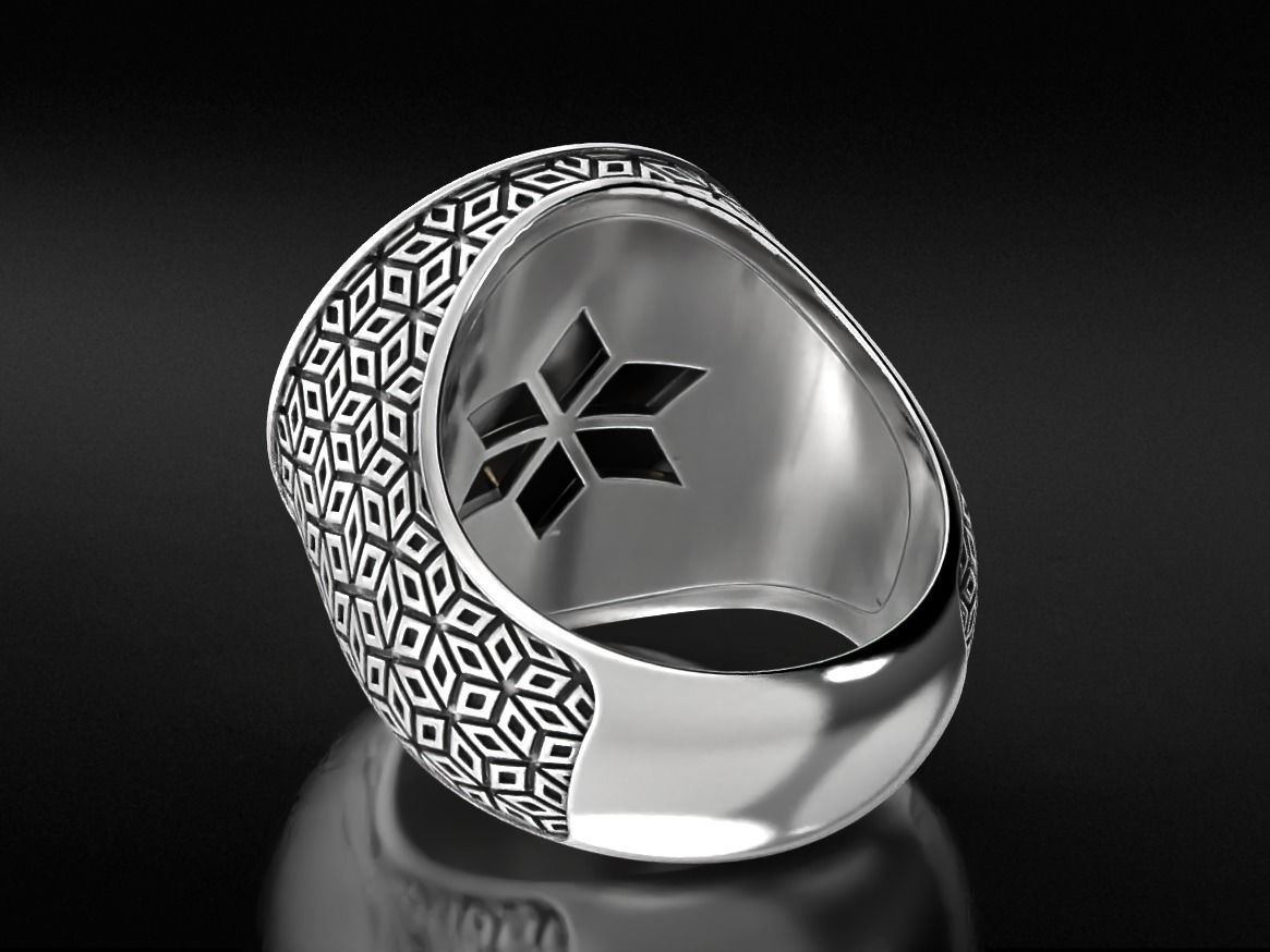 Stylish signet ring with vintage patterns 655 3D print model_4