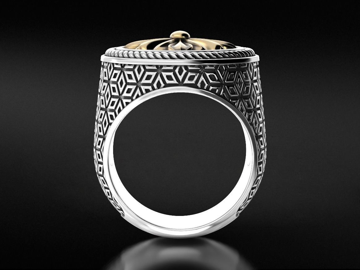 Stylish signet ring with vintage patterns 655 3D print model_13