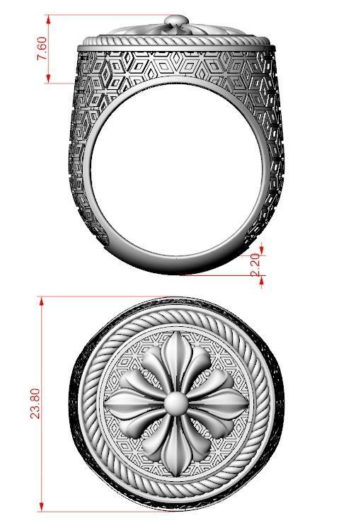 Stylish signet ring with vintage patterns 655 3D print model_16