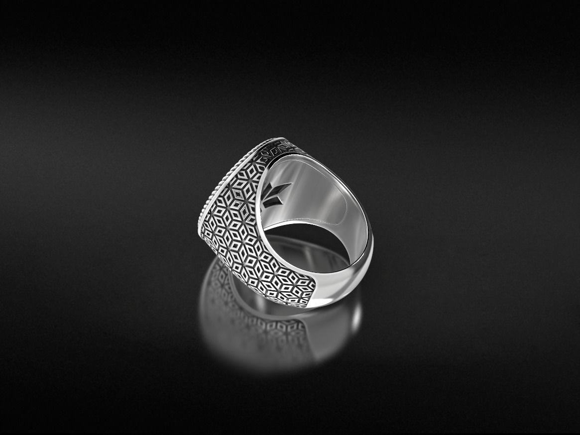Stylish signet ring with vintage patterns 655 3D print model_11