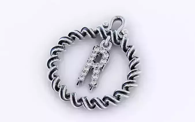 Alphabet Pendant Necklace Letter R 3D print model