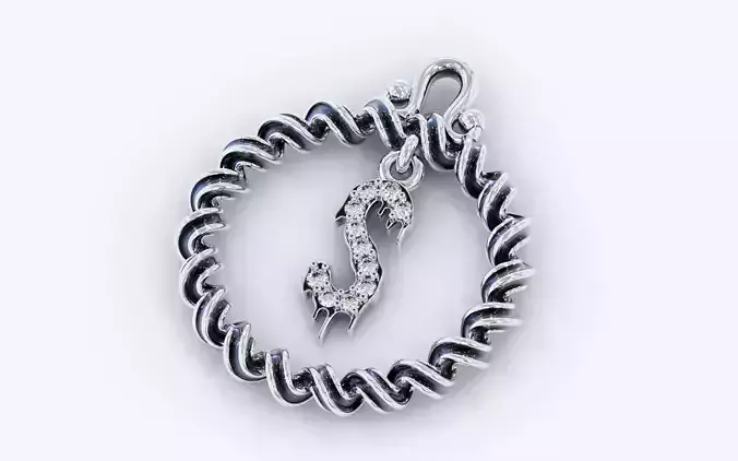 Alphabet Pendant Necklace Letter S 3D print model
