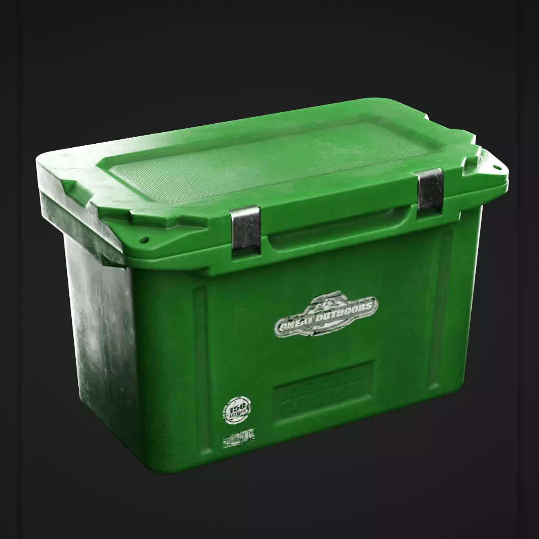 Cooler trash can Low-poly 3D model_0