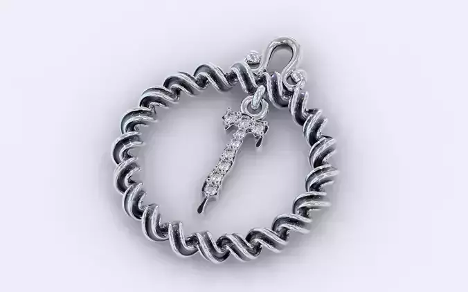 Alphabet Pendant Necklace Letter T 3D print model