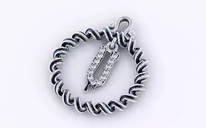 Alphabet Pendant Necklace Letter U