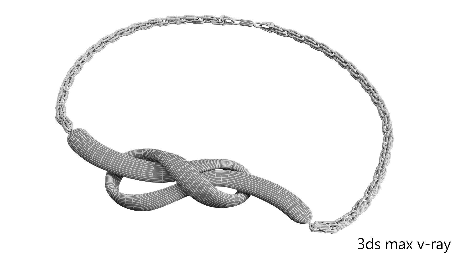 Golden bracelet with Infinity shaped pendant PBR 3D model_12