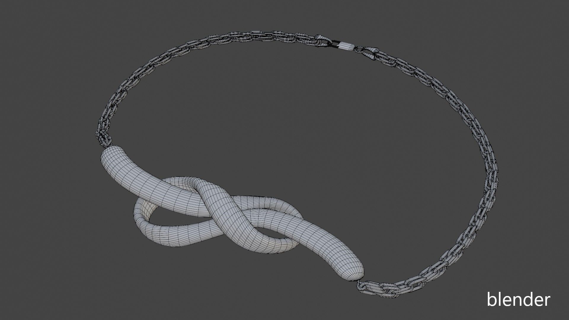 Golden bracelet with Infinity shaped pendant PBR 3D model_6