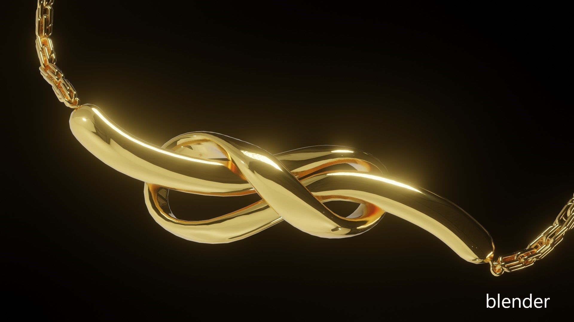 Golden bracelet with Infinity shaped pendant PBR 3D model_2