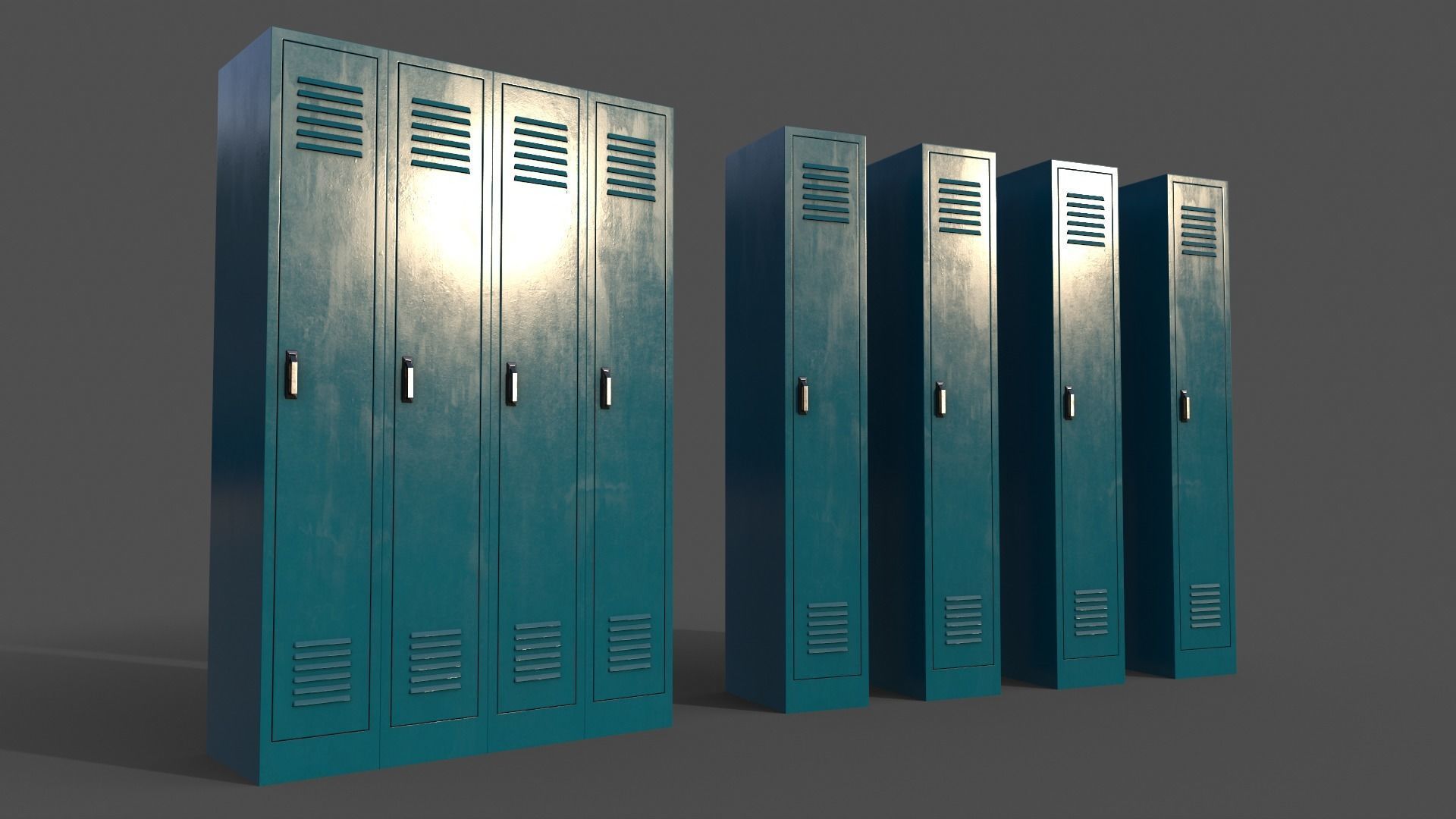PBR School Gym Locker 02 - Multi color Pack 3D Model Collection_15
