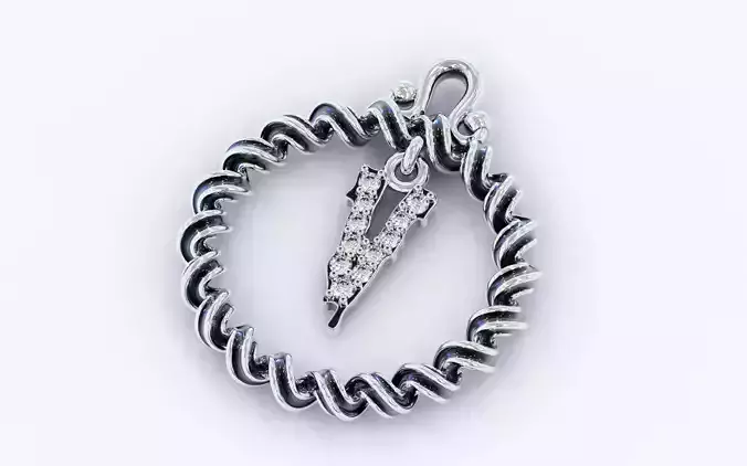 Alphabet Pendant Necklace Letter V