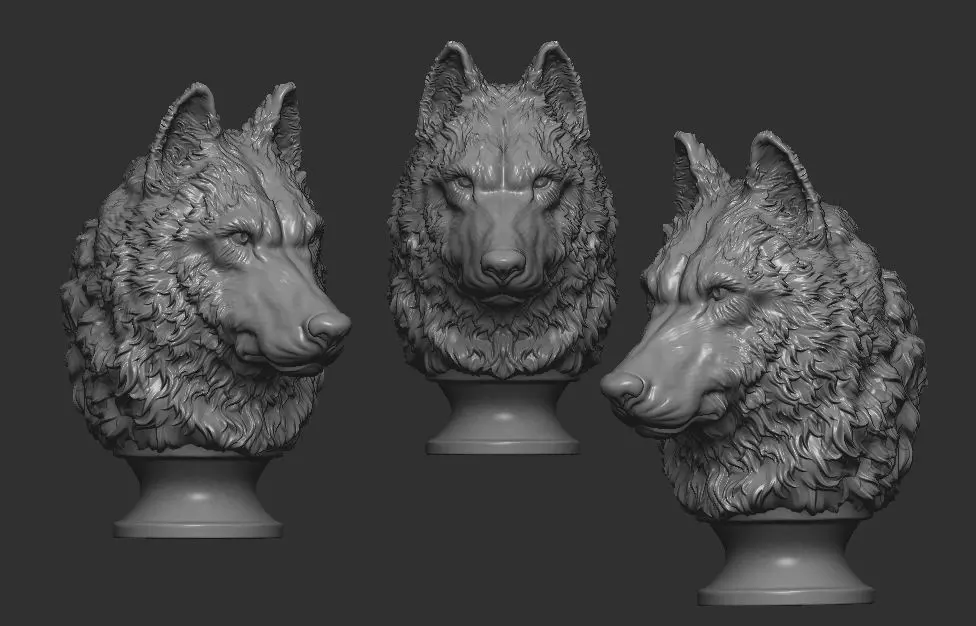wolf head 3D print model_0