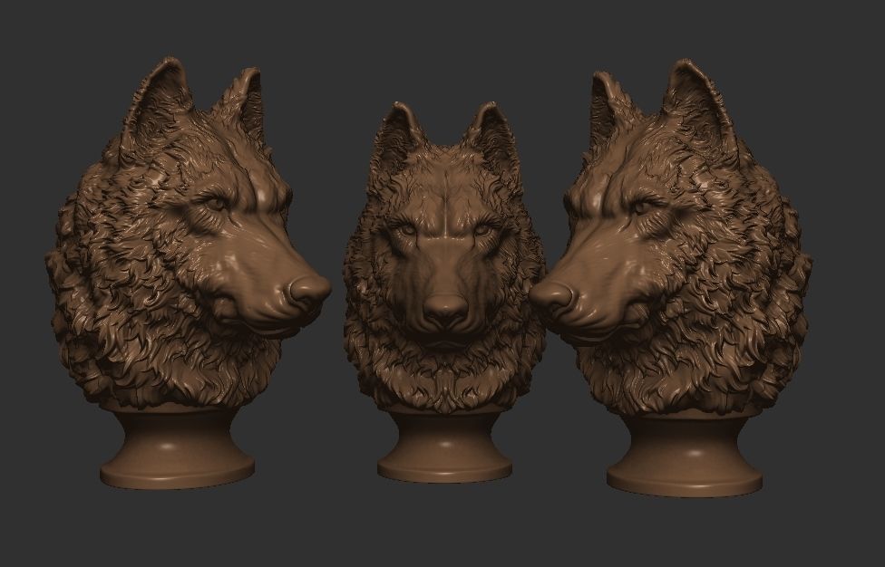 wolf head 3D print model_1