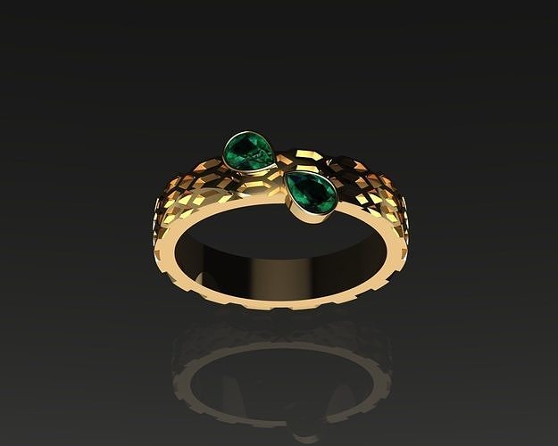 Modern Engagement and Wedding Gold Ring 3D print model