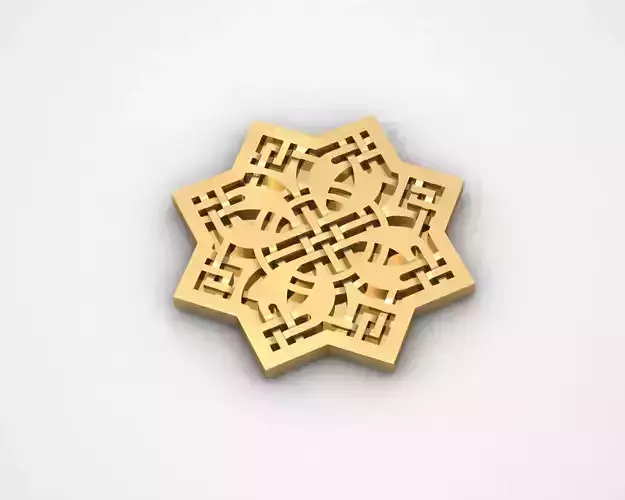 pendant islamic gold star 3D print model