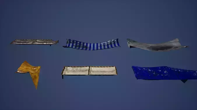 Tarp Set Game Ready blankets Low-poly 3D model