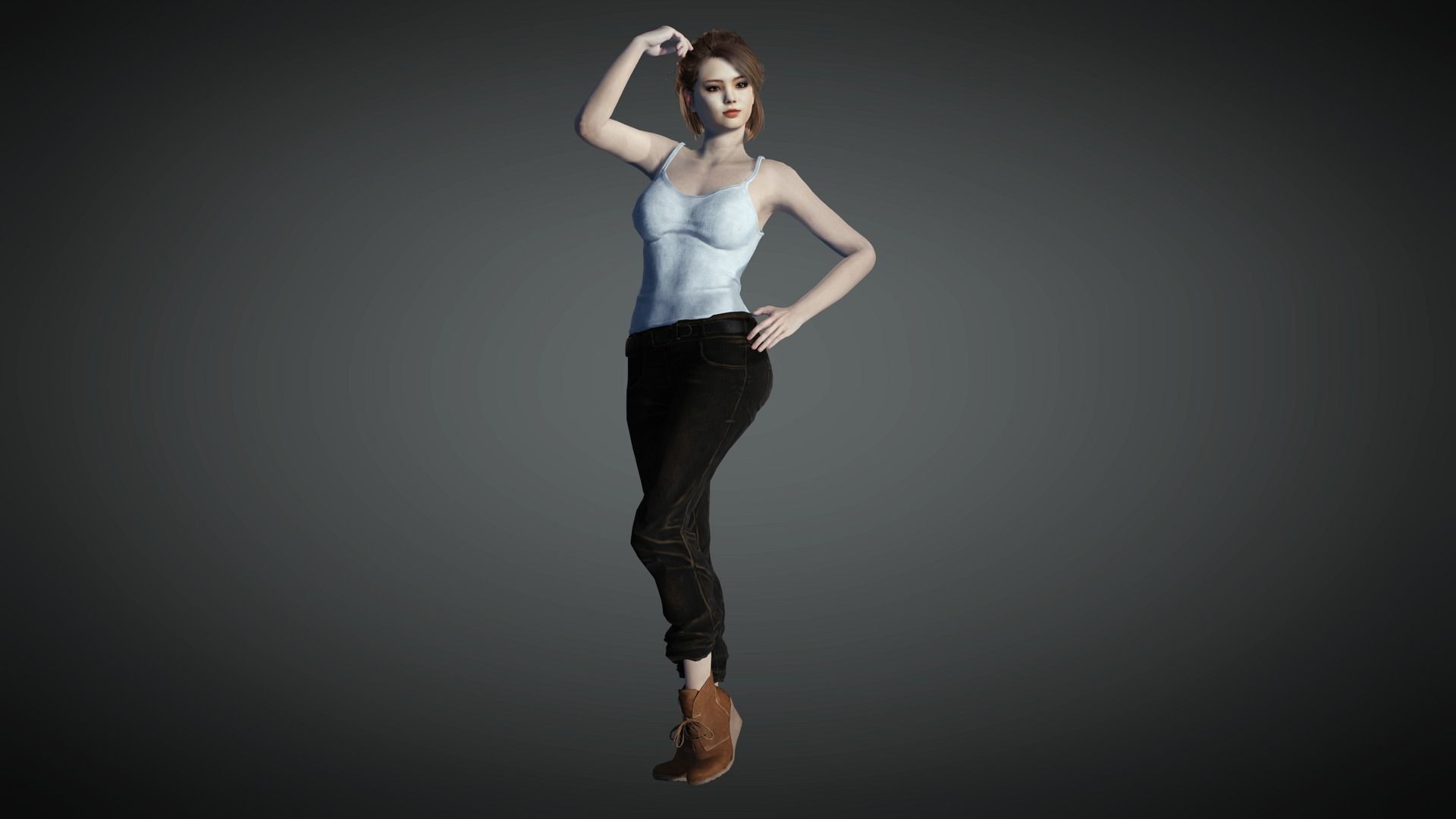 AAA Realistic Female Character 07 Low-poly 3D model_2