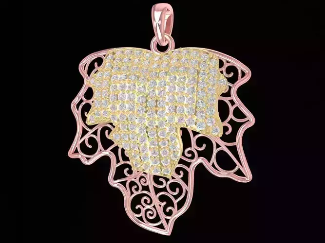 Luxury Leaf Shape Diamond Pendant Jewelry 1254