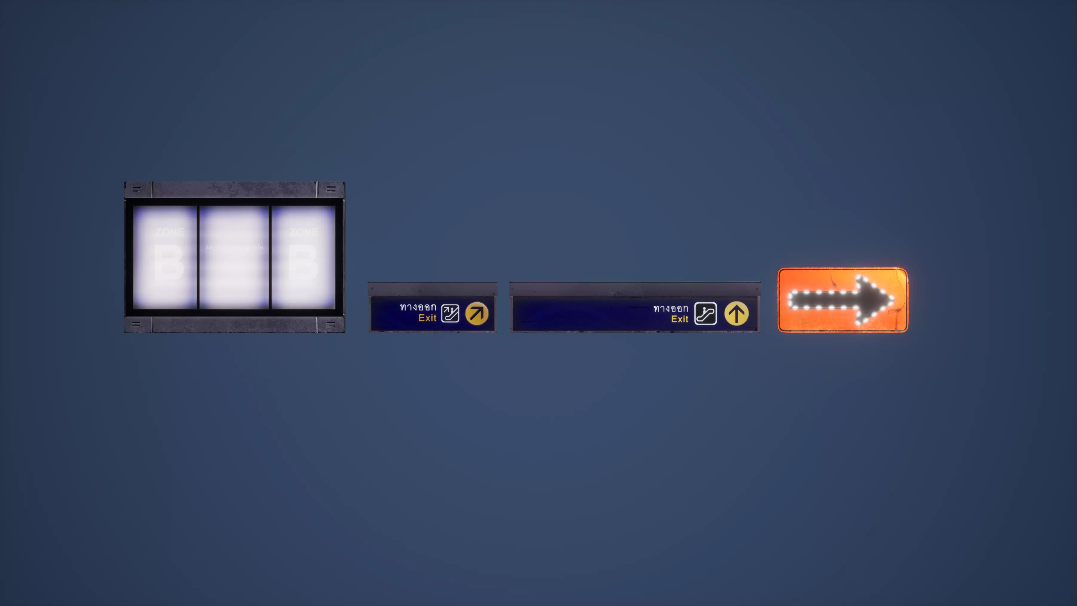 Metro Subway Underground Signs Billboards Game Ready Low-poly 3D model