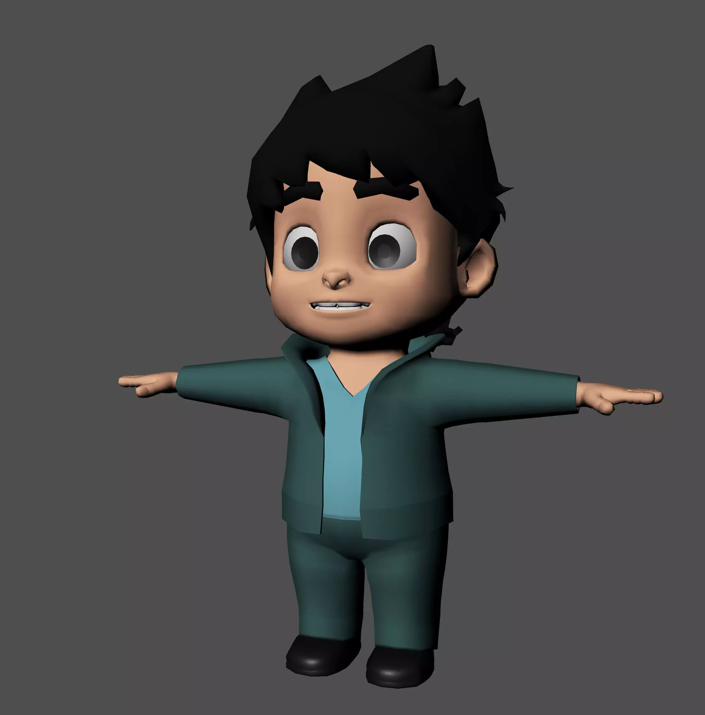 3d kid cartoon character Low-poly 3D model_0