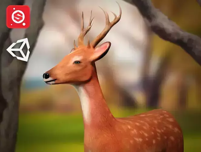 Animated Lowpoly Deer 
