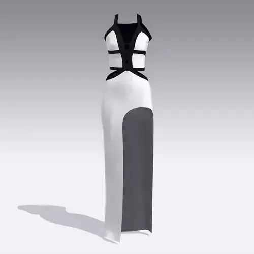 BLACK WHITE DRESS MATTE