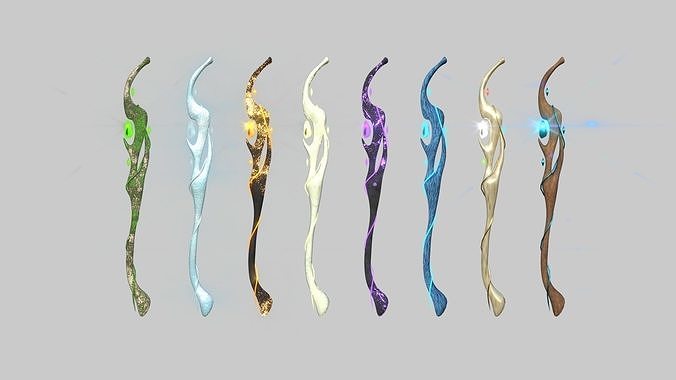 08 Elemental Mage Staff Collection - Medieval Fantasy Weapon 