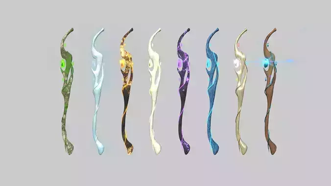 08 Elemental Mage Staff Collection - Medieval Fantasy Weapon 
