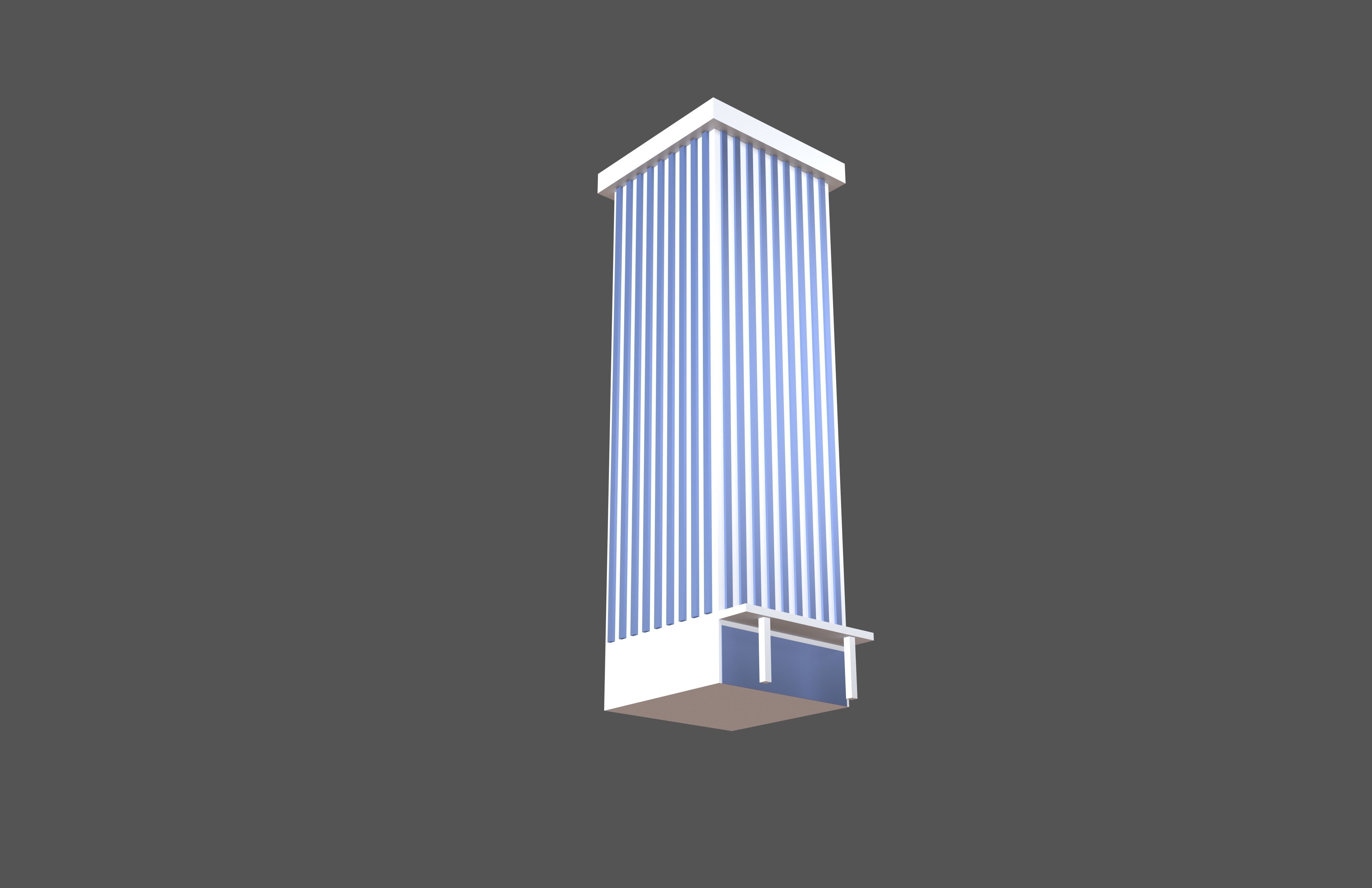 Cartoon Skyscraper v1 001 Low-poly 3D model_4