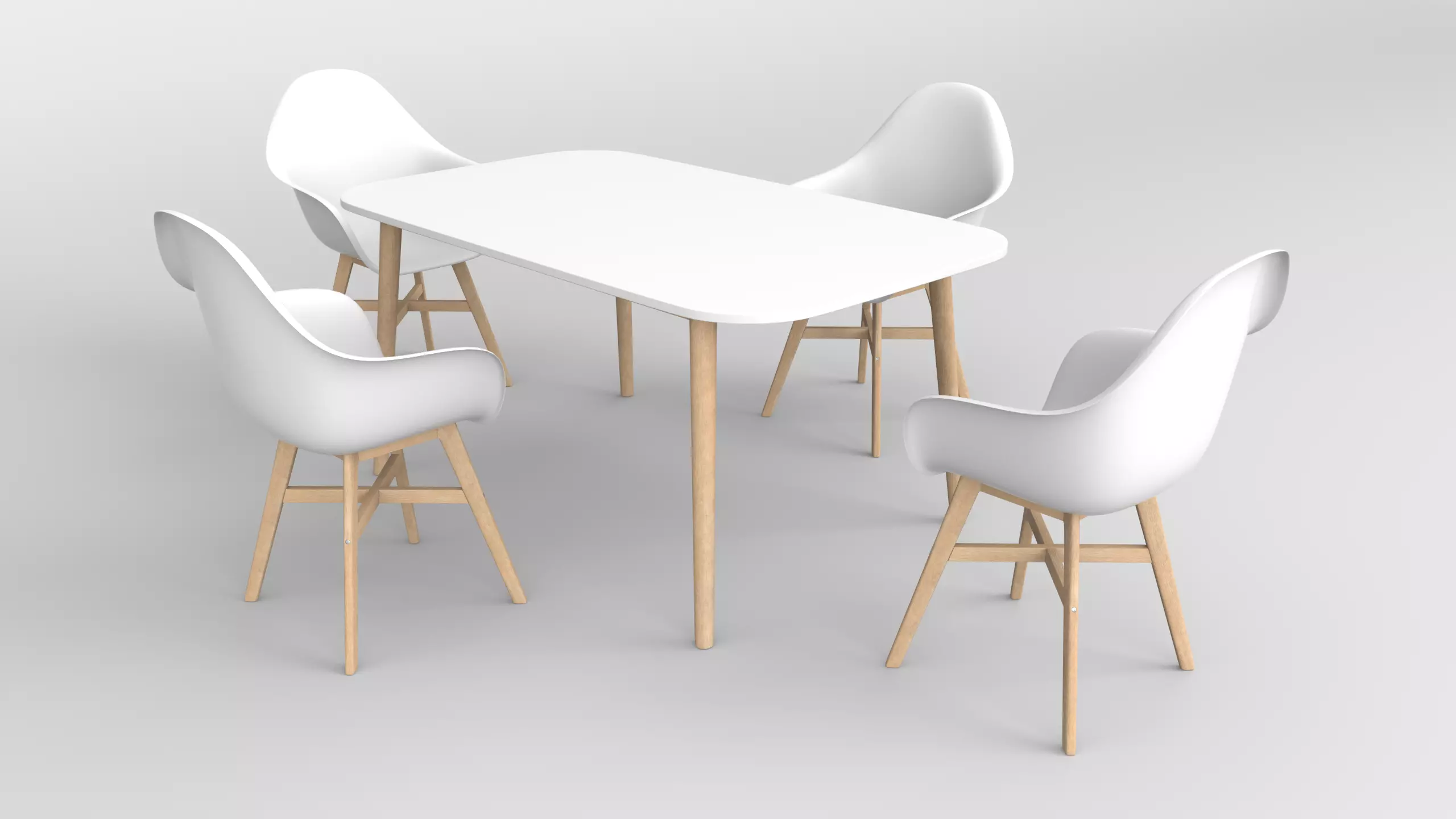 Table with chairs 3D model_0