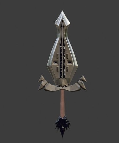 Stylized steel sword with obsidian stiffening ribs Low-poly 3D model