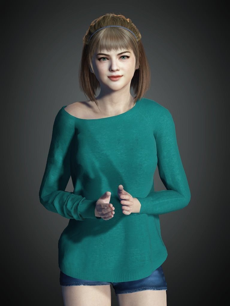 AAA Realistic Female Character 08 Low-poly 3D model_1