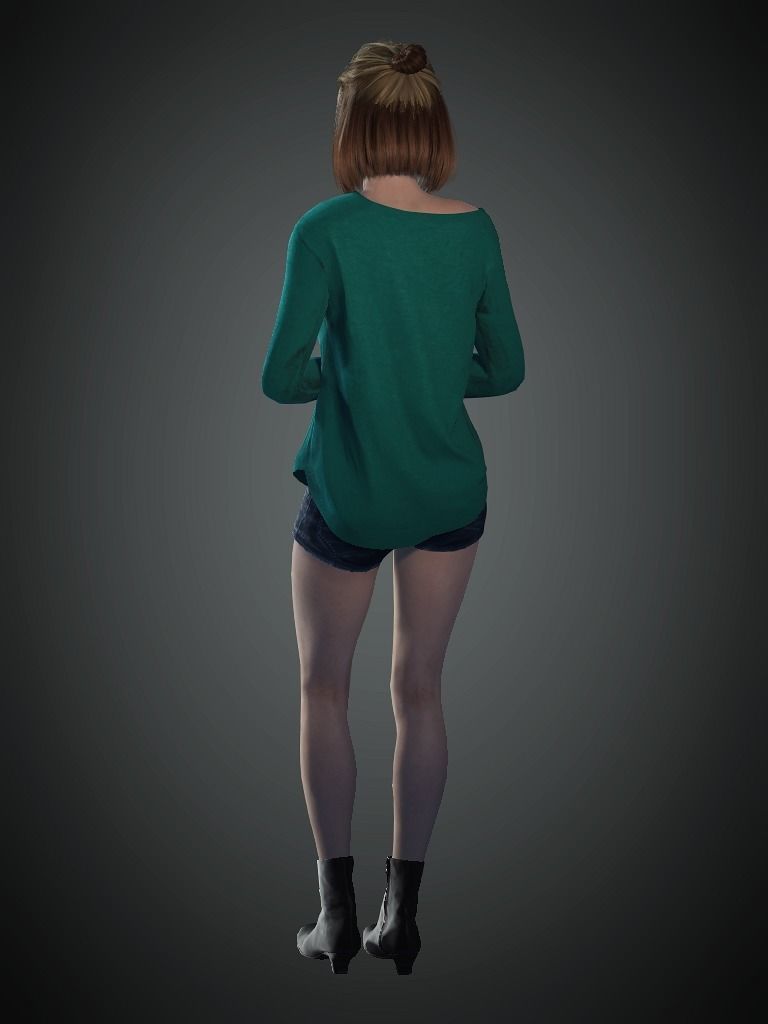 AAA Realistic Female Character 08 Low-poly 3D model_4